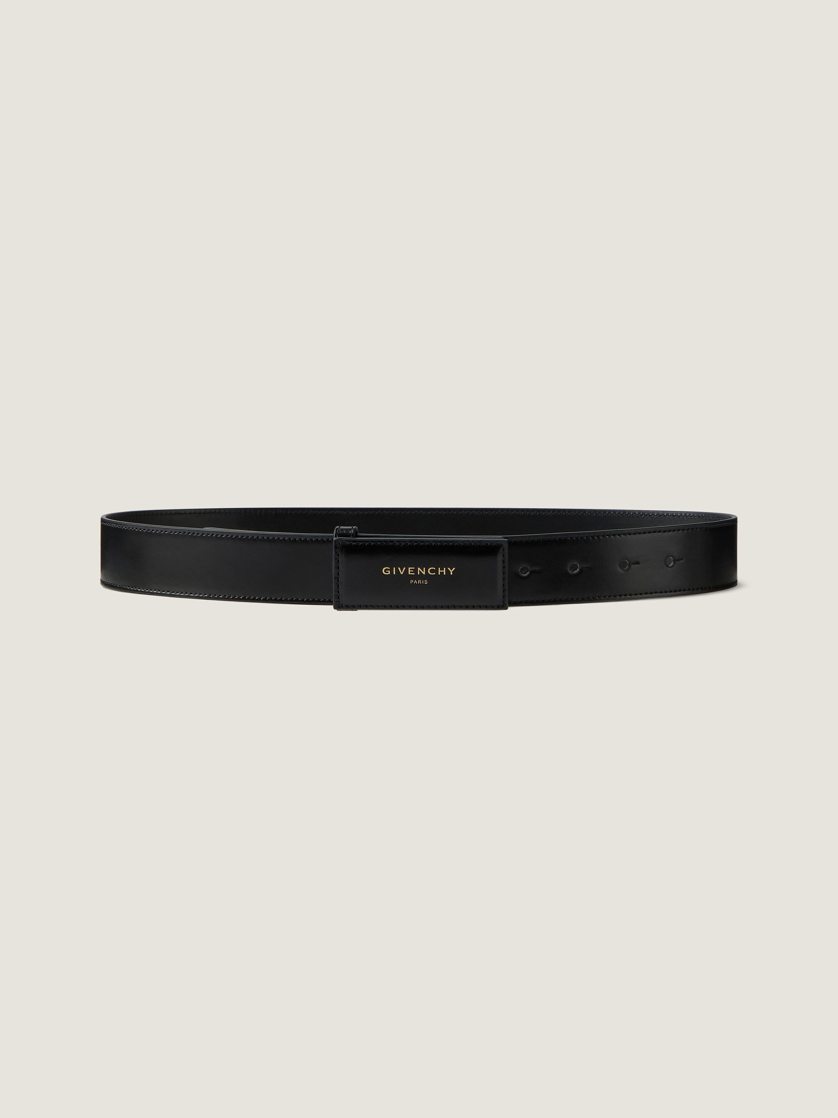 Label belt in Box leather